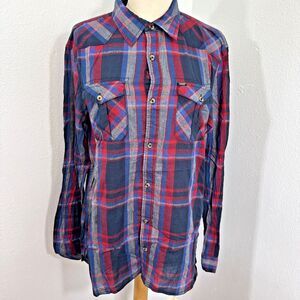 Buffalo David Bitton Shirt Mens M Multi Plaid Sabouchat Button Down Preppy